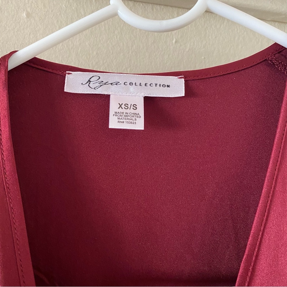Rya Collection Burgundy Red Flowy Robe with Waist Tie - Picture 4 of 4